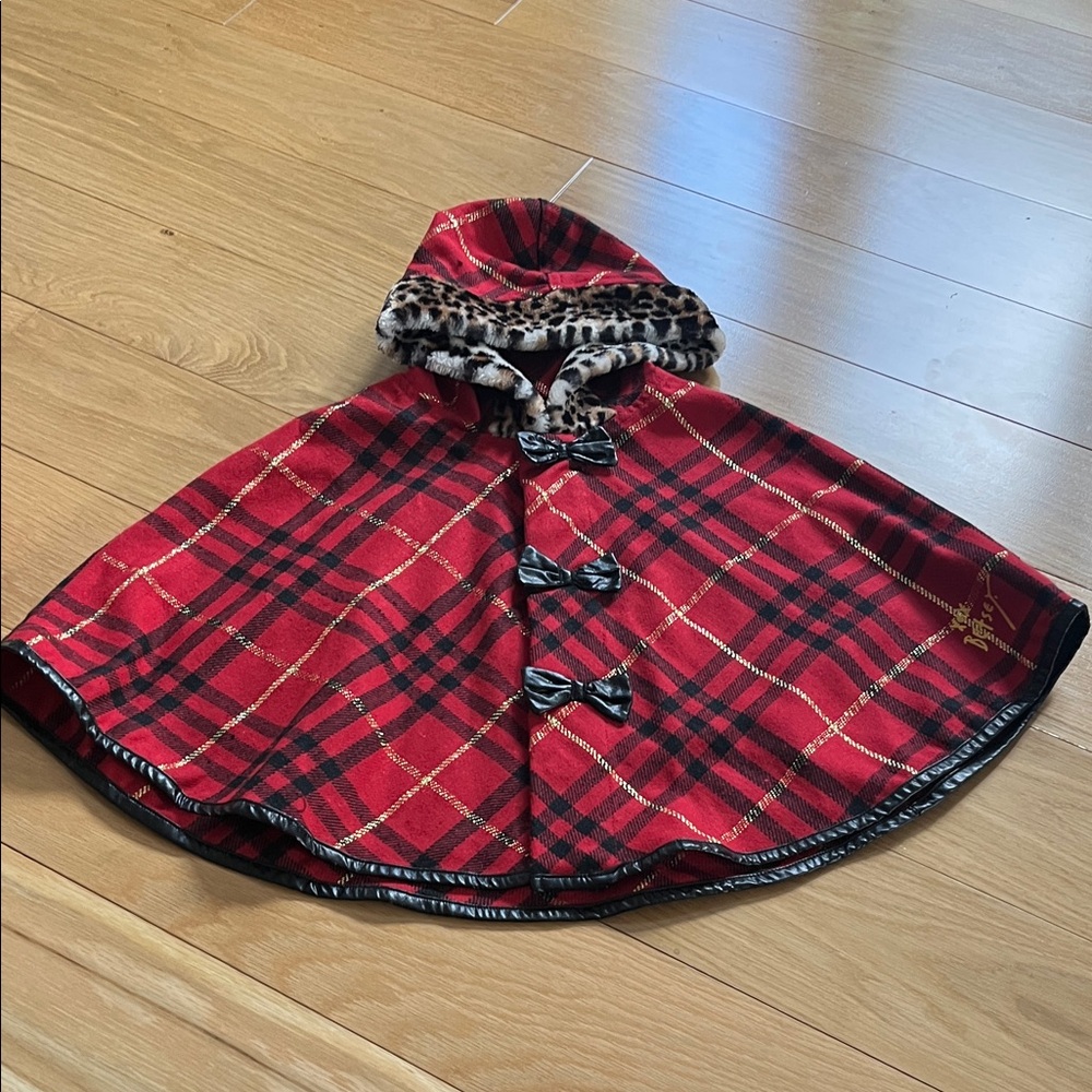 Betsy Johnson Girls Red Plaid Poncho